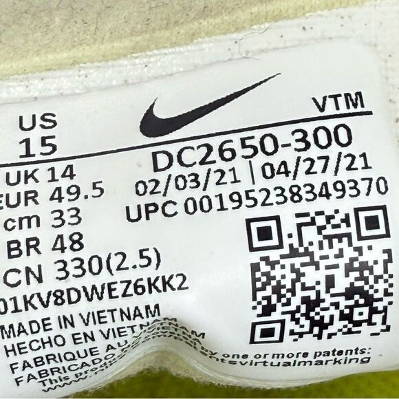 Nike Waffle One Crater Lime Ice athletic sneaker shoes men’s size 15 main image 4